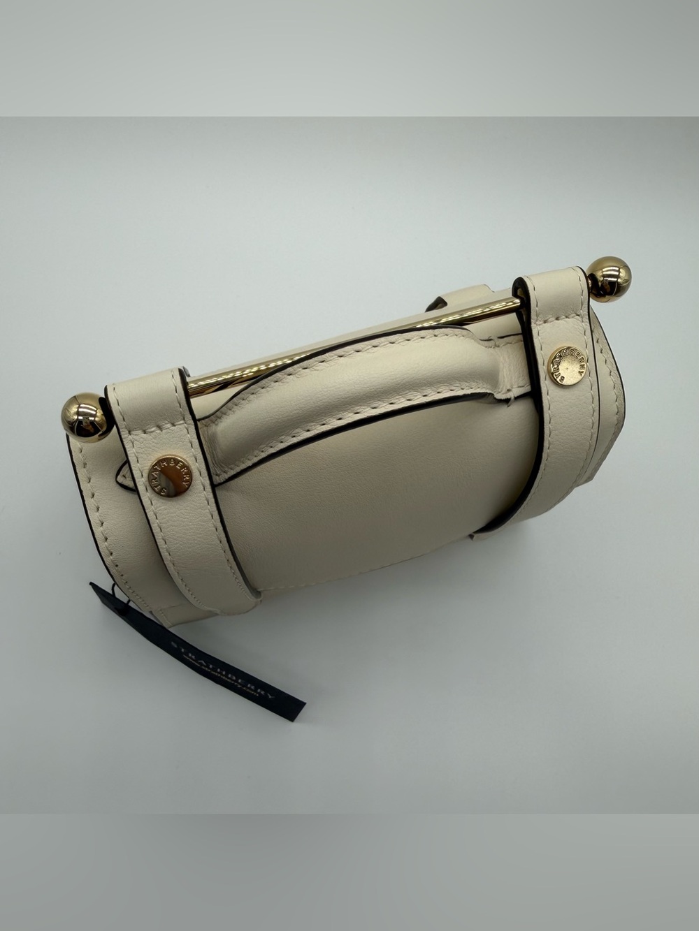 Strathberry Allegro Micro Vanilla Leather Top Handle Bag Made Spain NWT No Strap - Picture 16 of 17